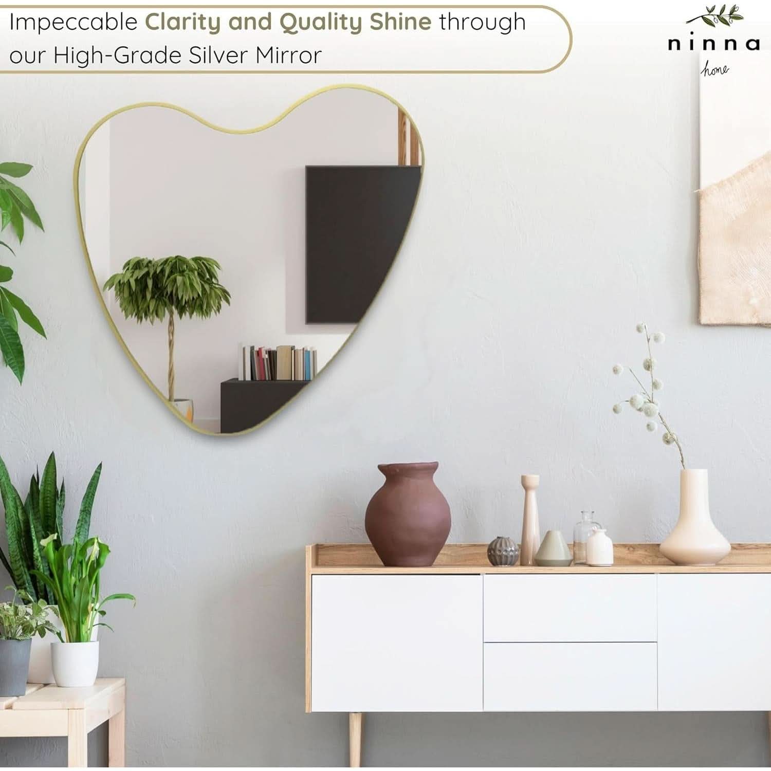 26 Inch Irregular Heart Wall Mirror For Home Decor