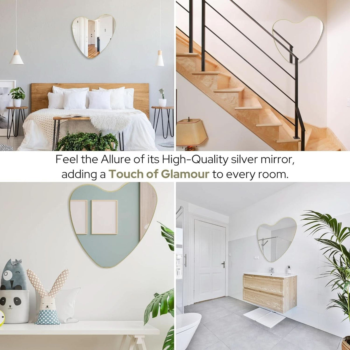 26 Inch Irregular Heart Wall Mirror For Home Decor