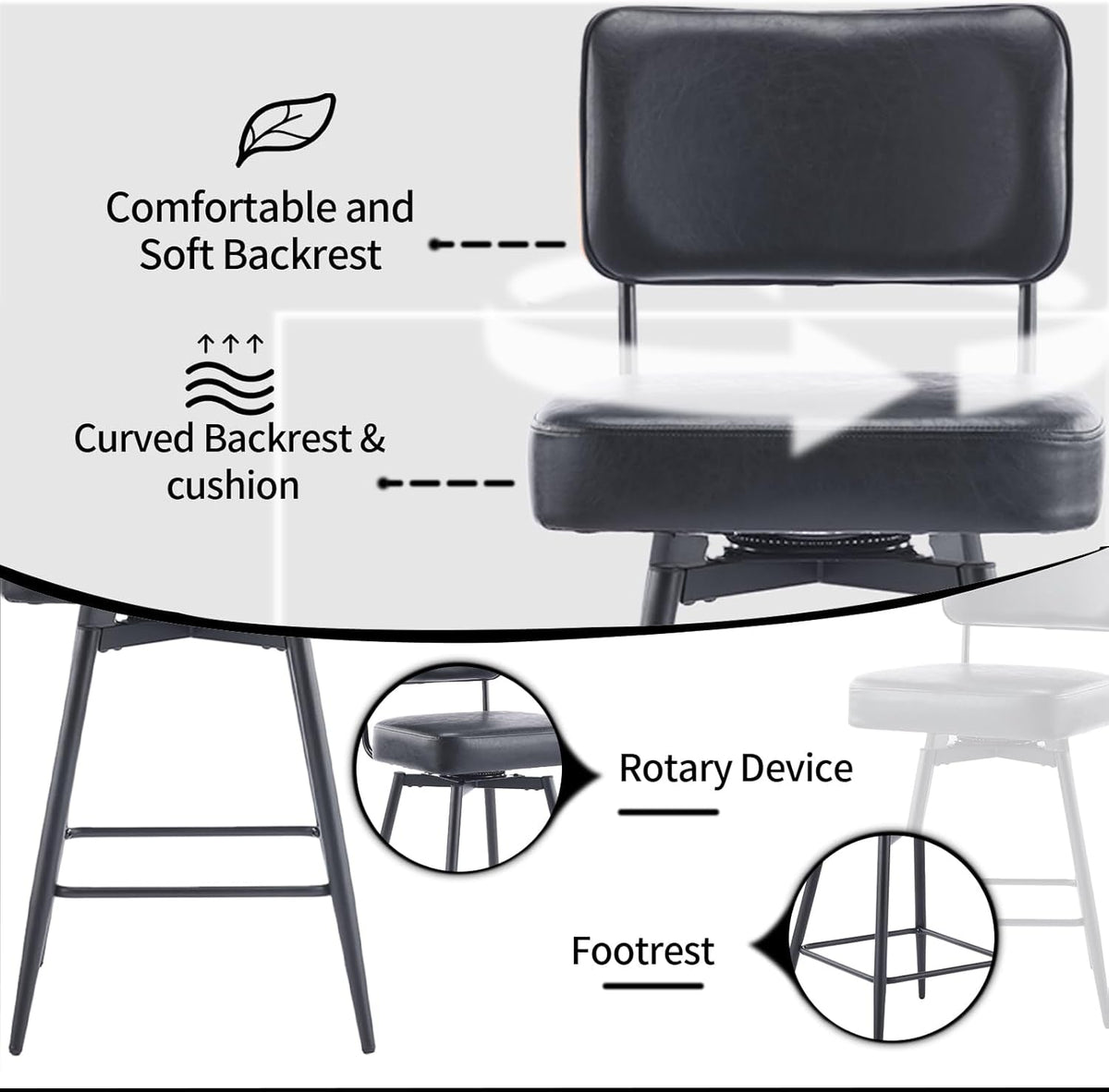 26 Inch Swivel Bar Stools Set of Two