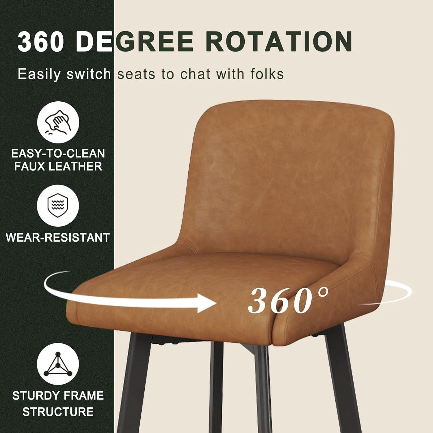 26 Inch Whiskey Brown Bar Stools Set Of 2 For Kitchen Island