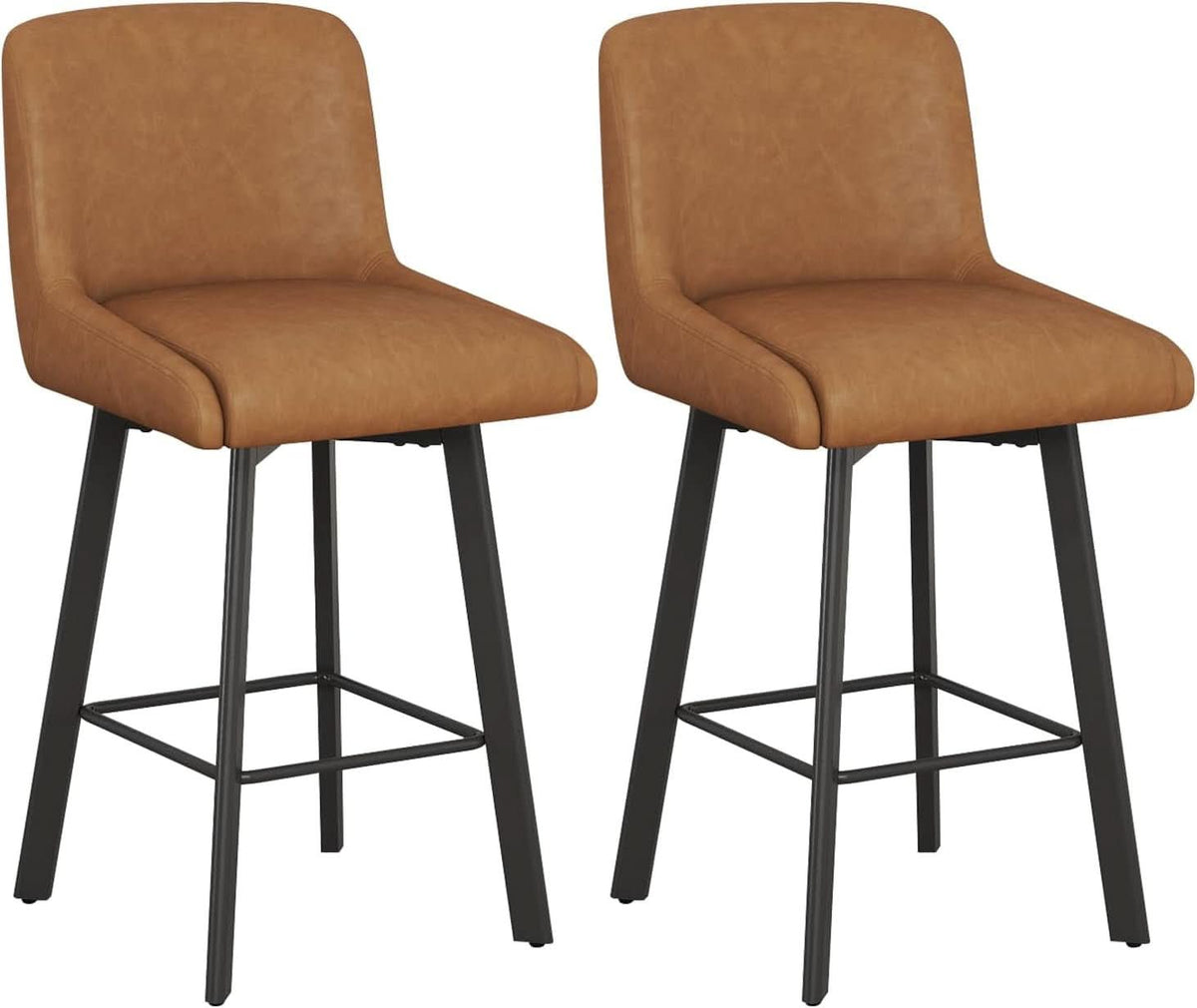 26 Inch Whiskey Brown Bar Stools Set Of 2 For Kitchen Island