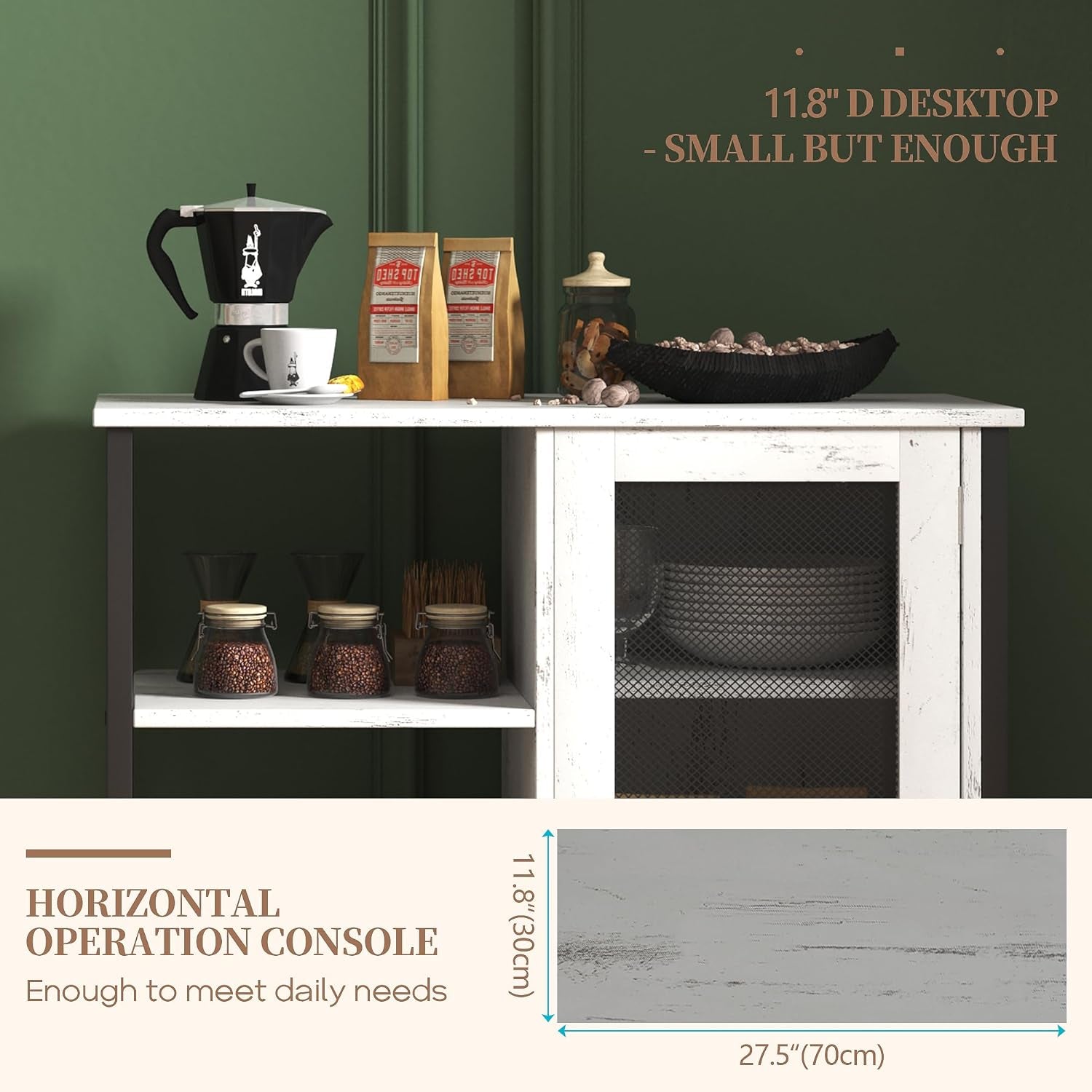 27.5 Inch Mini Coffee Bar Cabinet White With Storage