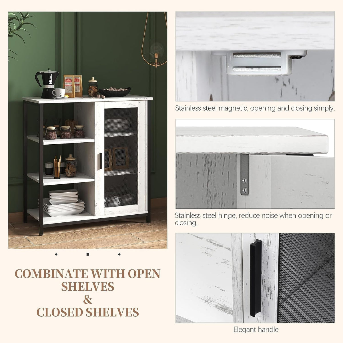 27.5 Inch Mini Coffee Bar Cabinet White With Storage