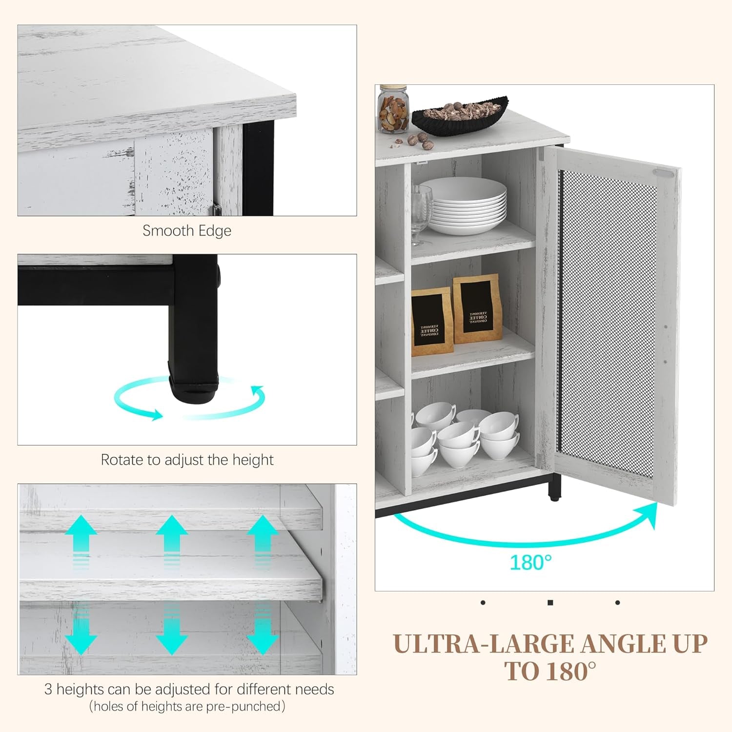 27.5 Inch Mini Coffee Bar Cabinet White With Storage
