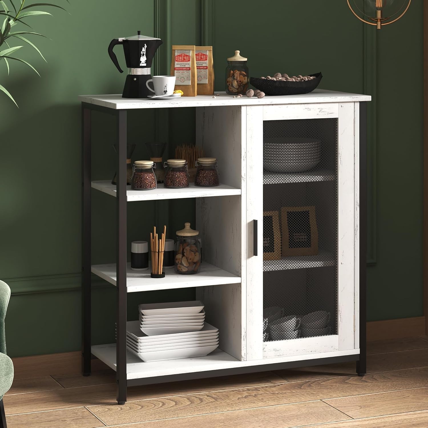 27.5 Inch Mini Coffee Bar Cabinet White With Storage
