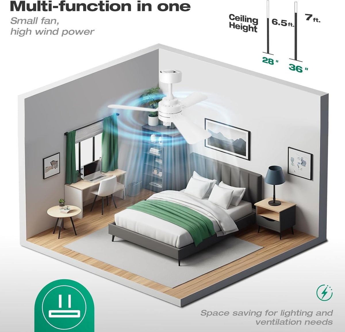 28 Inch Flush Mount Ceiling Fan Light Remote Control For Energy Efficient Year Round Comfort