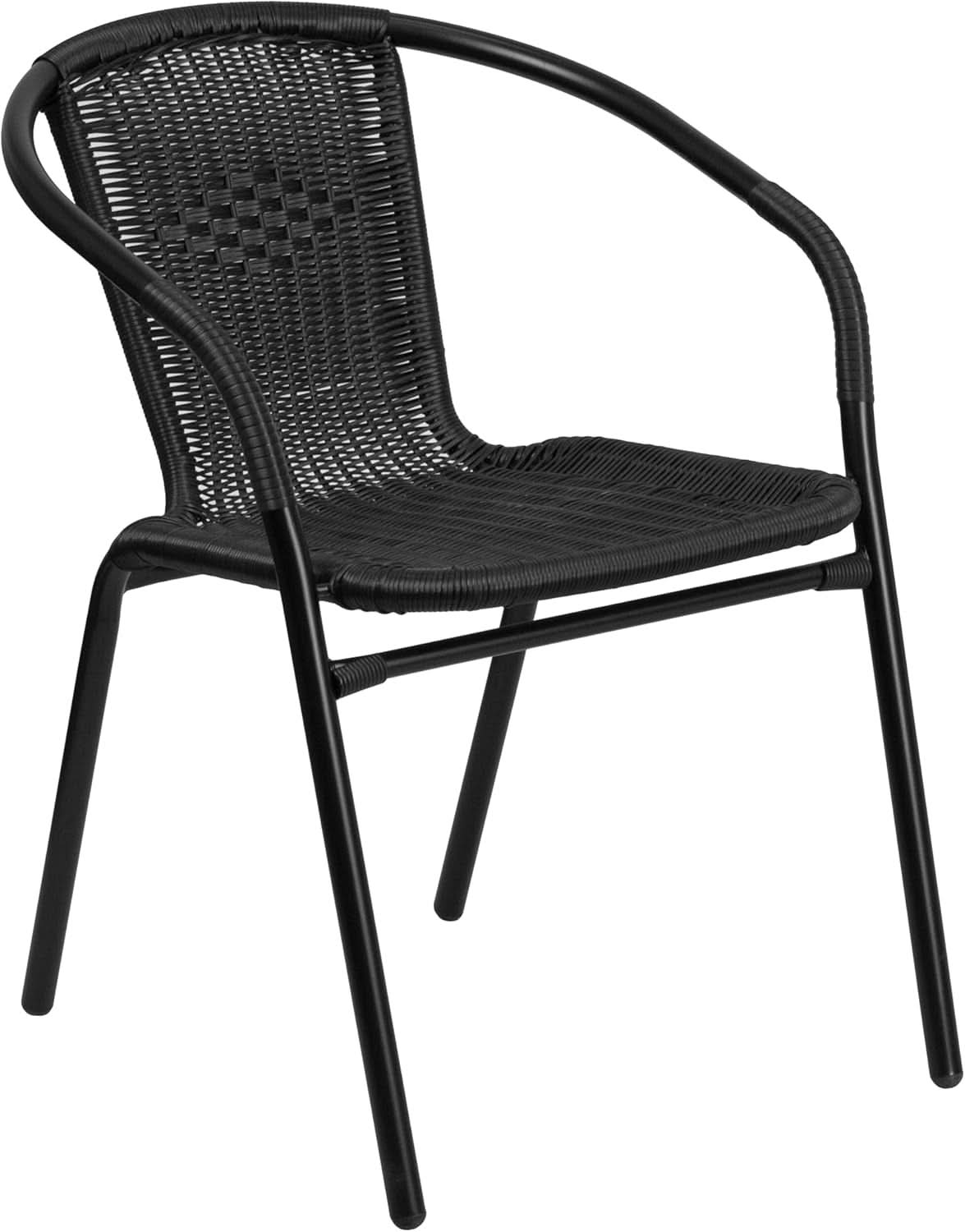 28 Inch Square Patio Table And Rattan Chairs Set Black