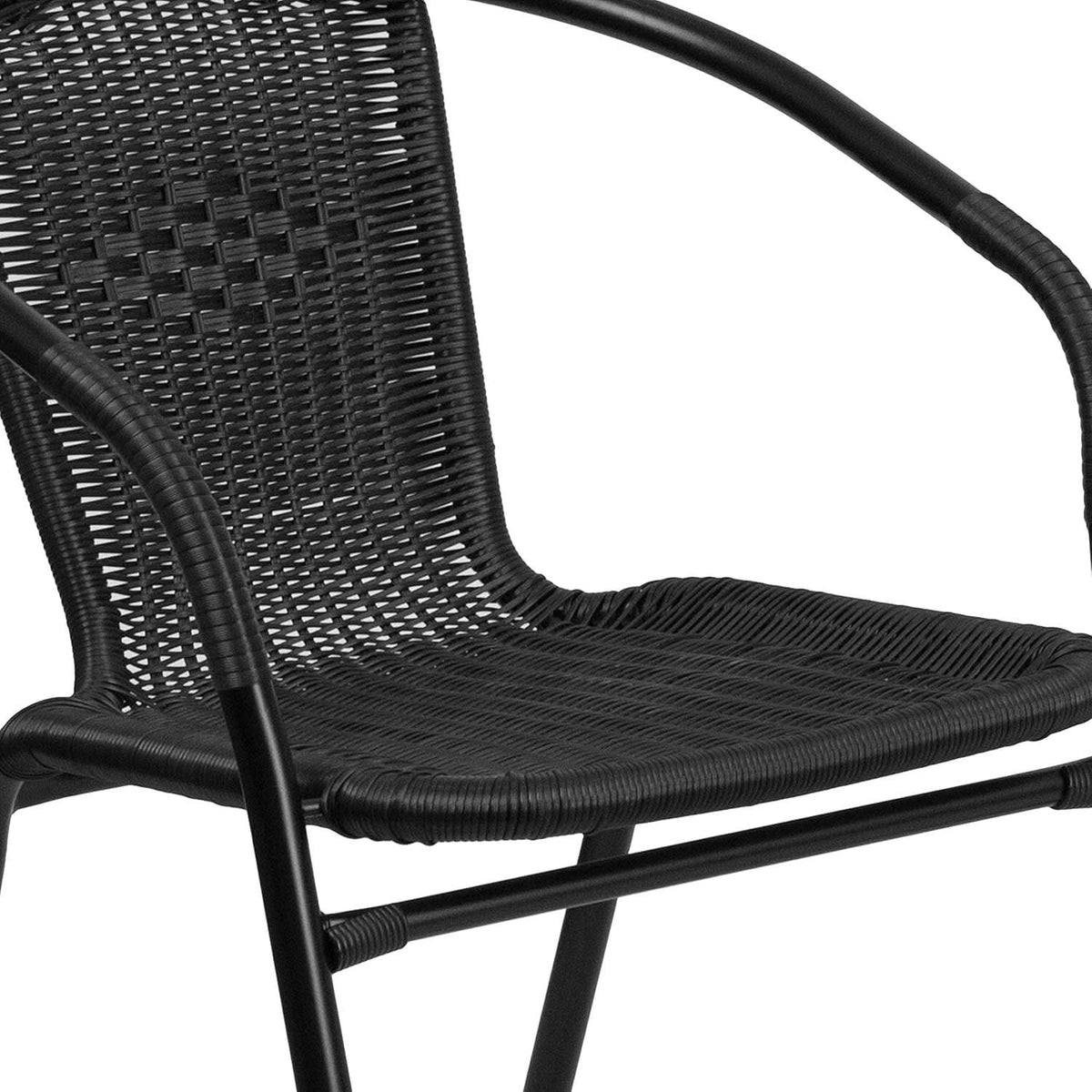 28 Inch Square Patio Table And Rattan Chairs Set Black