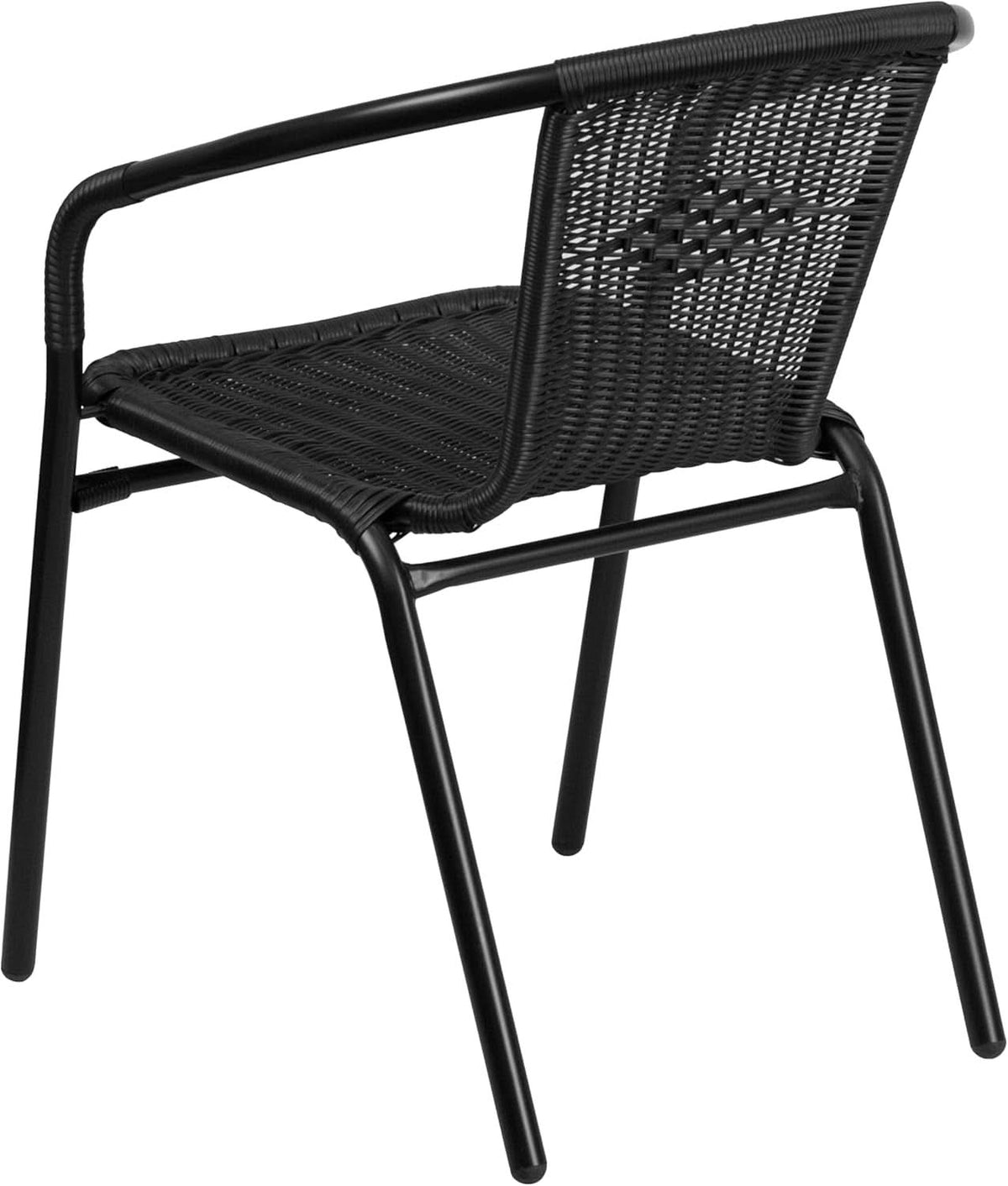 28 Inch Square Patio Table And Rattan Chairs Set Black