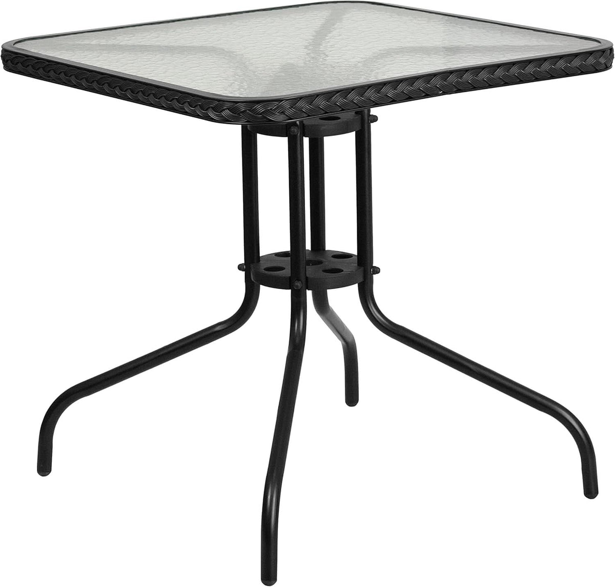 28 Inch Square Patio Table And Rattan Chairs Set Black