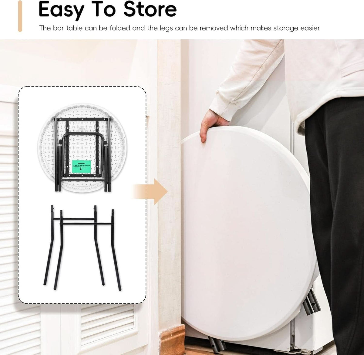 28In Ultra Portable Folding Bar Height Cocktail Table