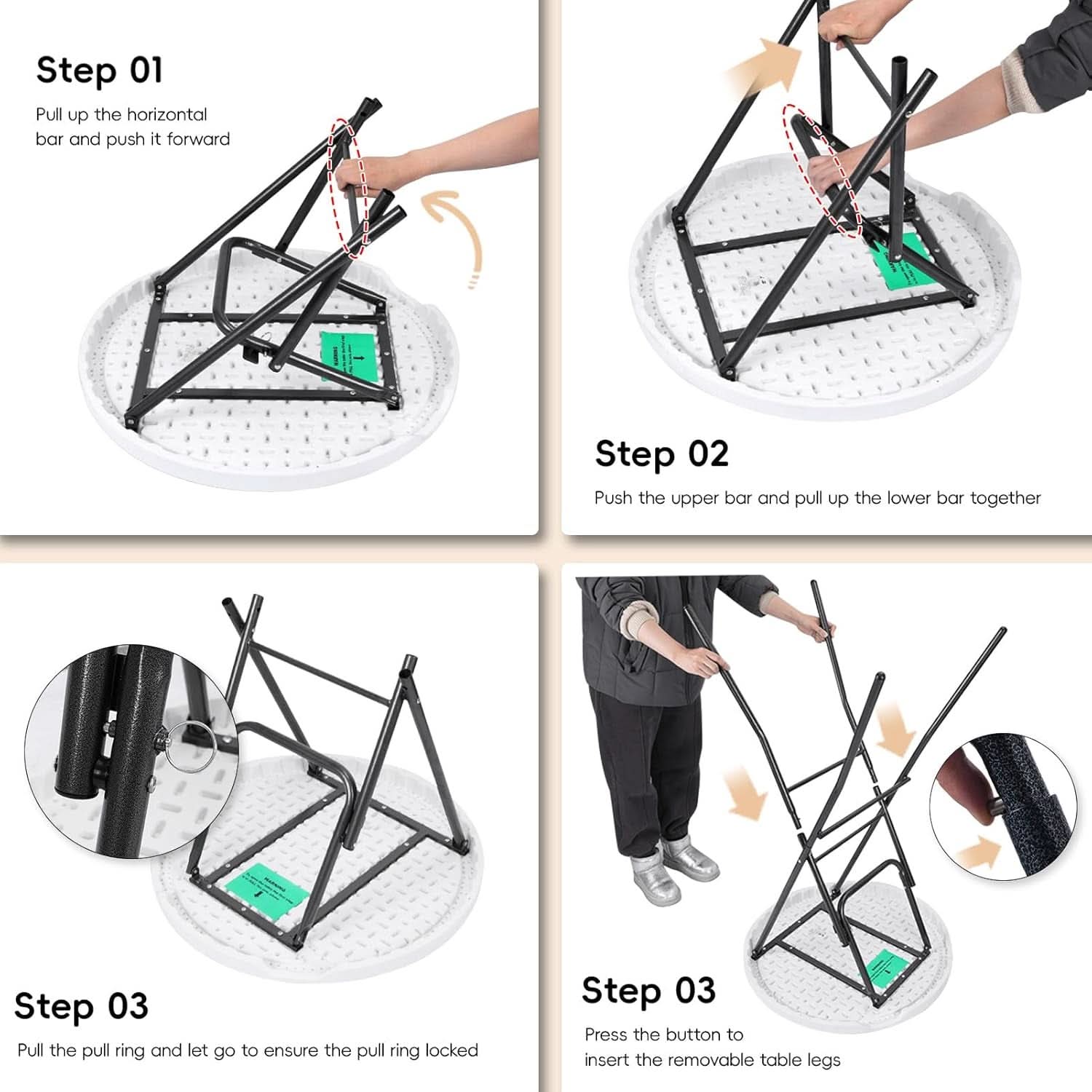 28In Ultra Portable Folding Bar Height Cocktail Table