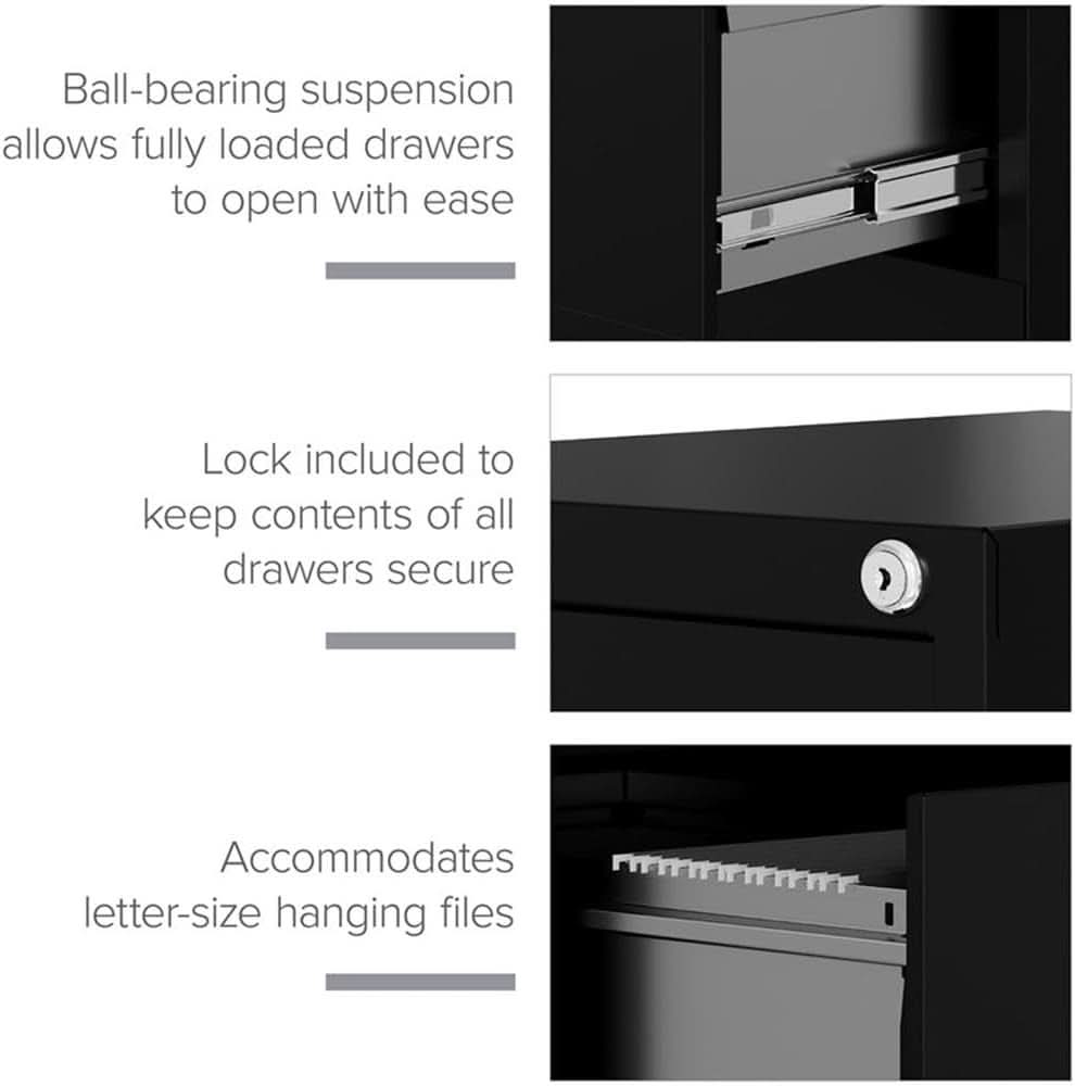 28.38 Inch Vertical Filing Cabinet Lockable Metal For Home Office Use Pre Assembled Letter Size Compatible