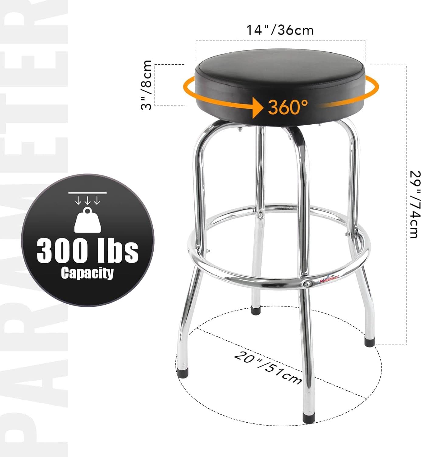 29 Inch Iron Backless Swivel Bar Stool With Padded Black Leatherette Seat And Chrome Frame