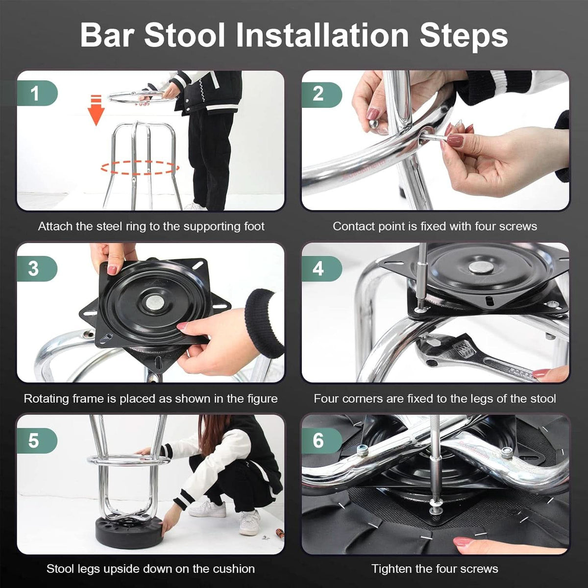 29 Inch Iron Backless Swivel Bar Stool With Padded Black Leatherette Seat And Chrome Frame