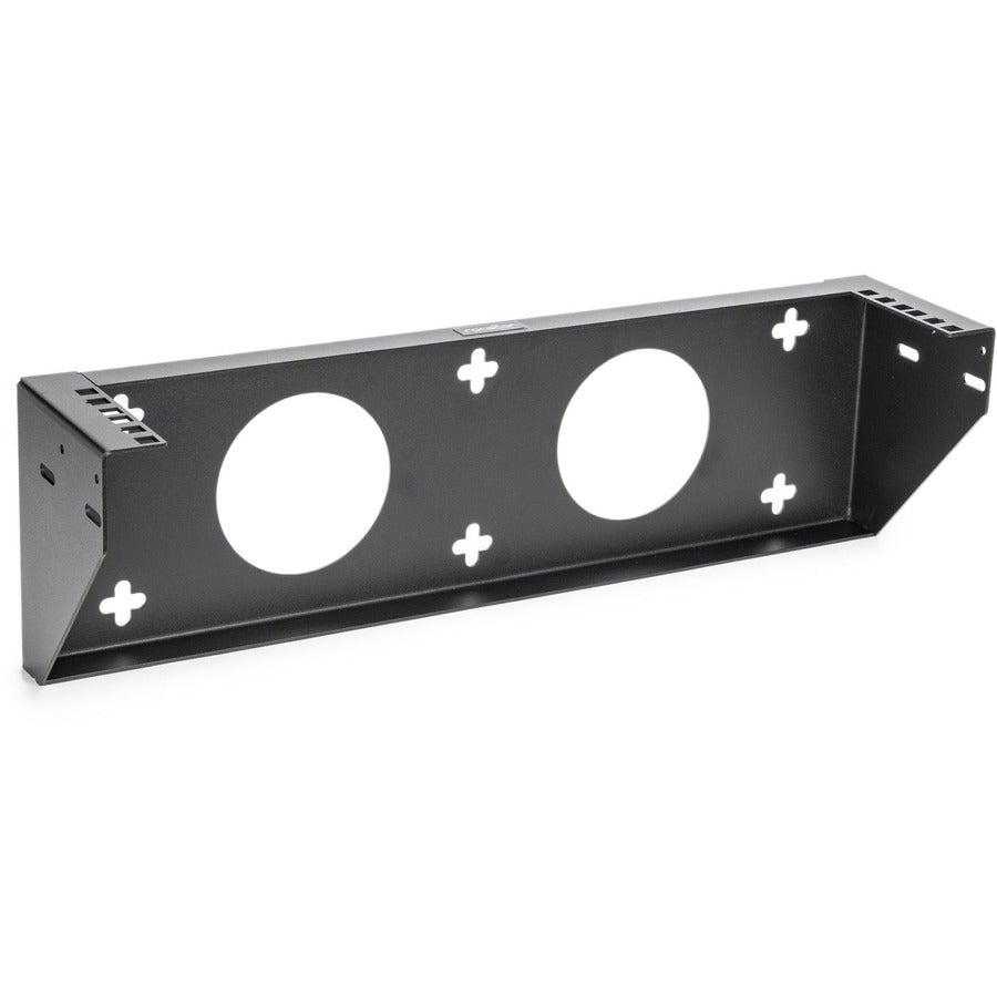 2U 19in Steel Vertical Wall Mount Rack Bracket - Fully assembled with cage screws and