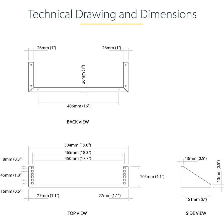 2U Vertical Wall Mount Patch Panel Bracket - StarTech 19 Inch Rack Mount | Tecisoft RK219WALLV