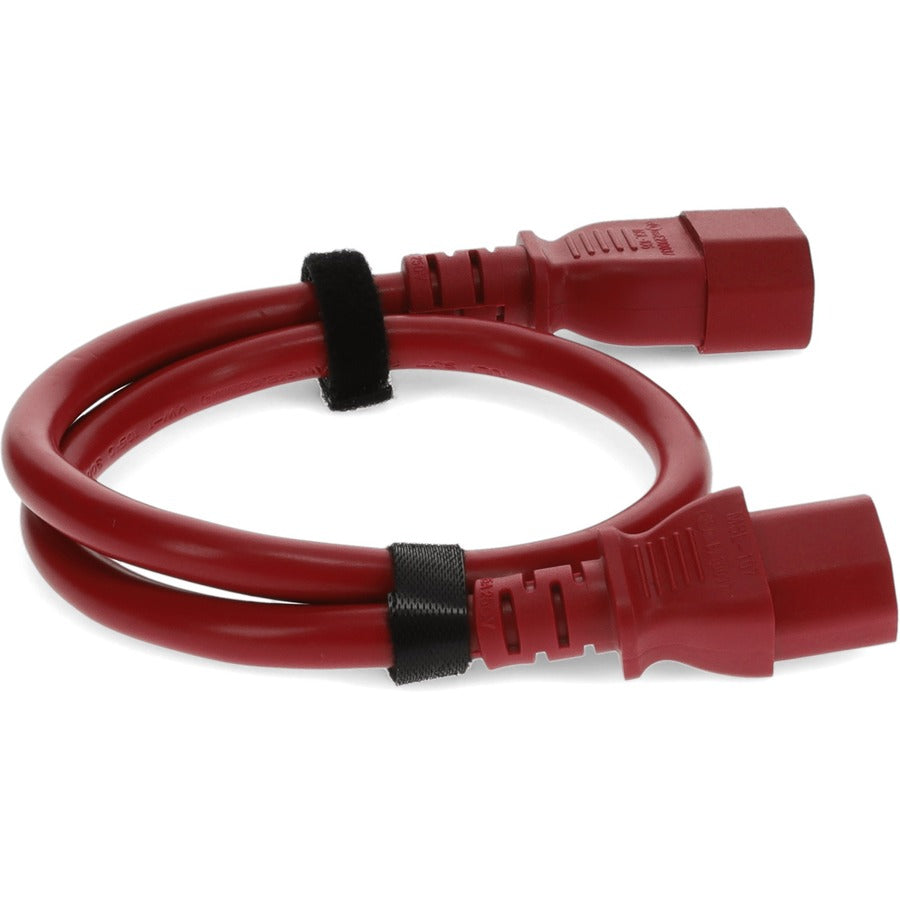 2ft C13 Female to C14 Male 18AWG 100-250V at 10A Red Power Cable ADD-C132C1418AWG2FRD