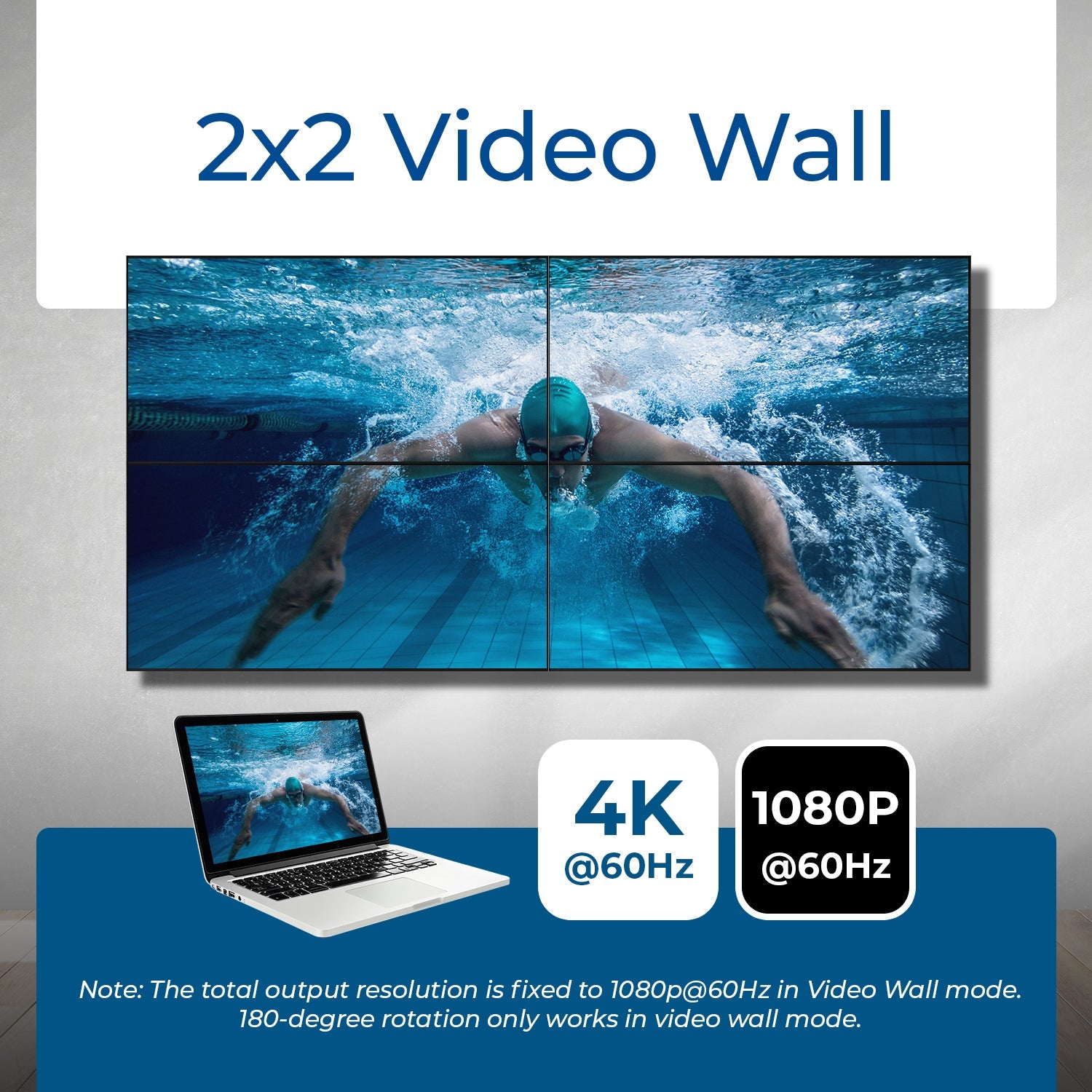 2x2 Full HD Video Wall Controller with Audio Extraction & RS-232 (HD-22VW)
