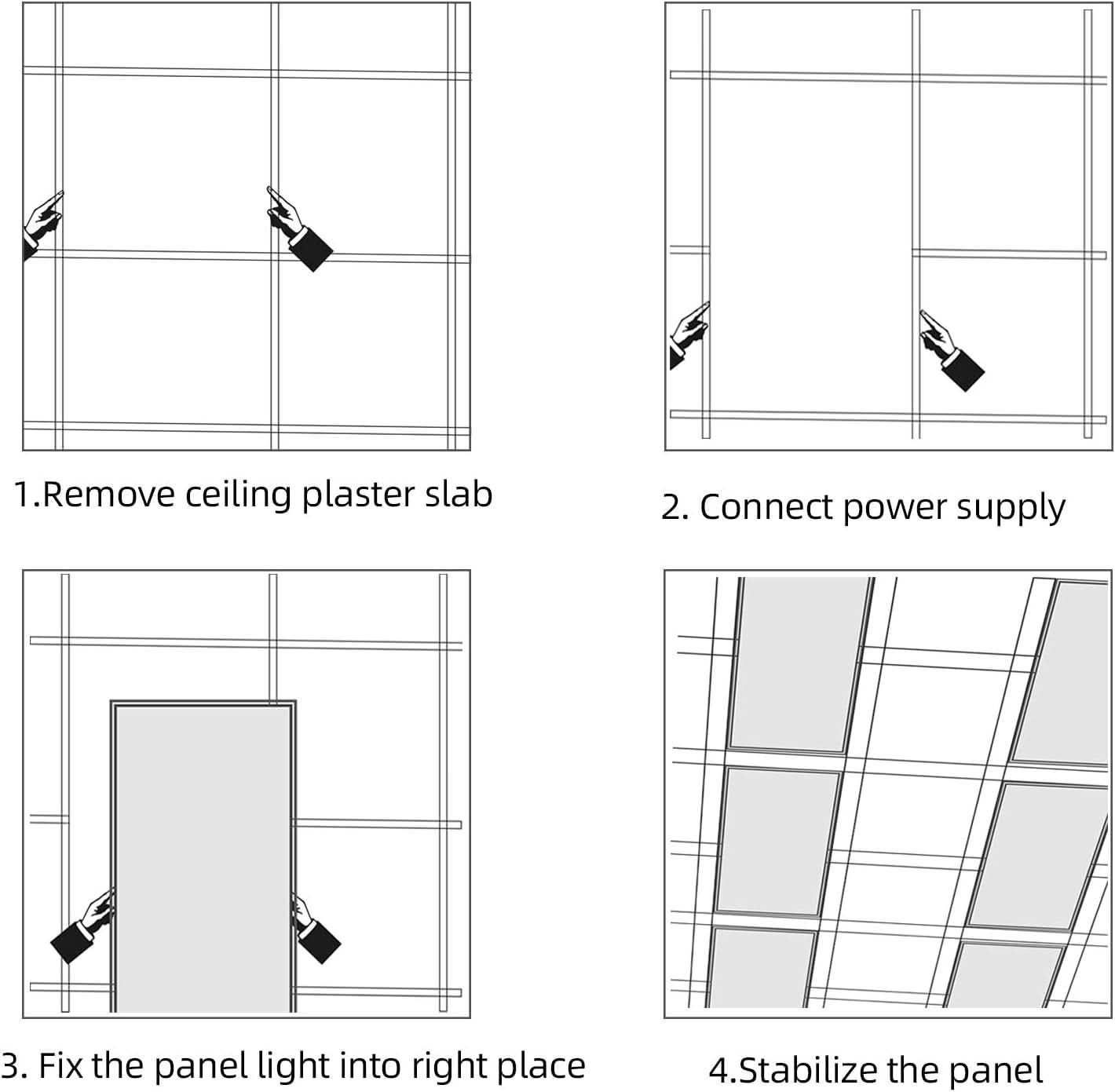 2x4 LED Flat Panel Light 4 Pack Dimmable 7800LM 5000K Ceiling Lighting Commercial Office Ready