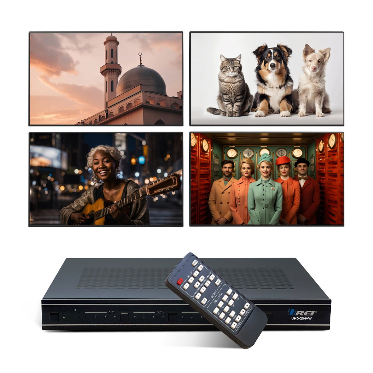 2x4 Video Wall Controller with 180 degree rotation (UHD-204VW)