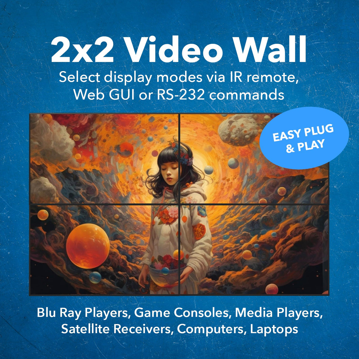 2x4 Video Wall Controller with 180 degree rotation (UHD-204VW)