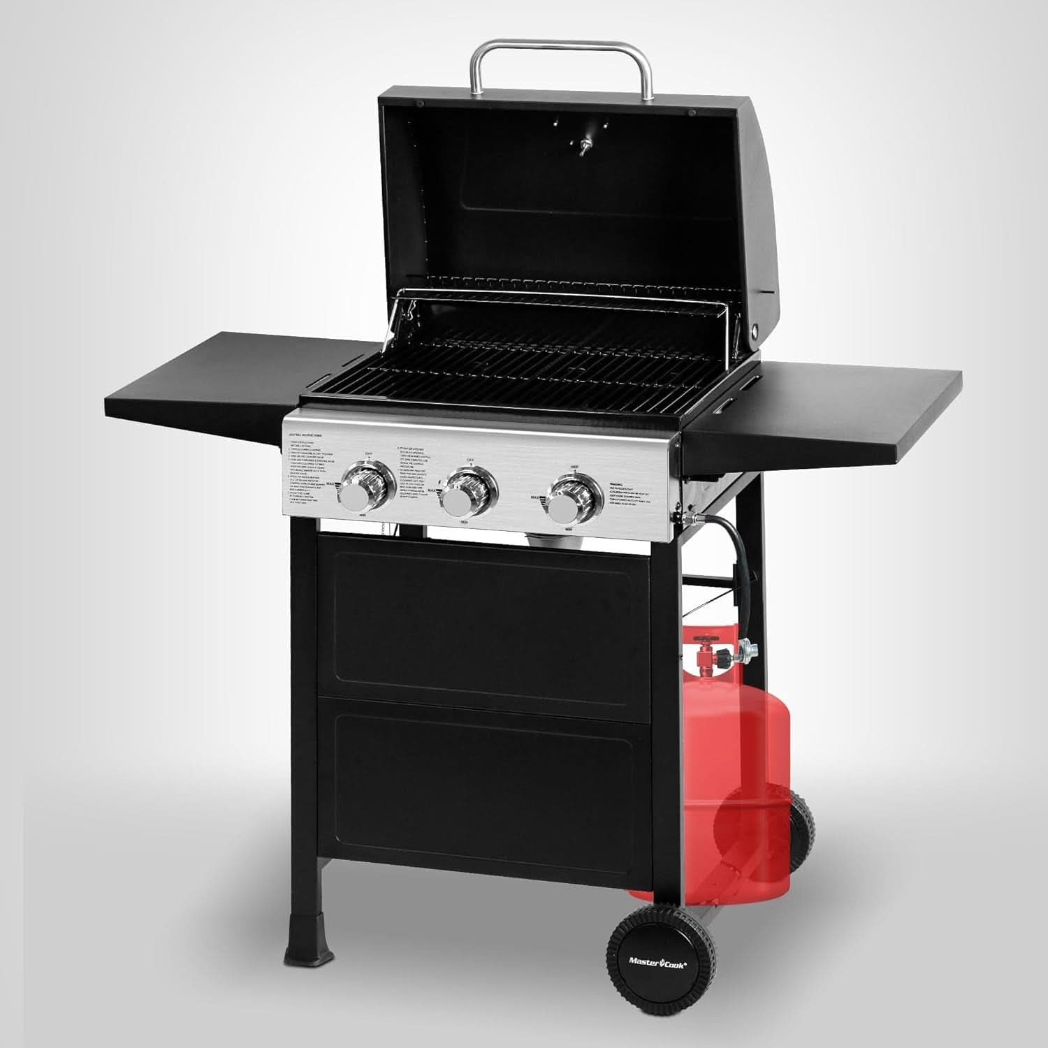 3-Burner Propane Gas Grill With Foldable Side Shelves 30,000 BTU Stainless Steel Outdoor Grill