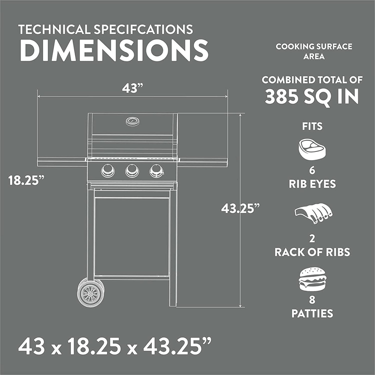3 Burner Stainless Steel Propane Gas Grill With Cabinet