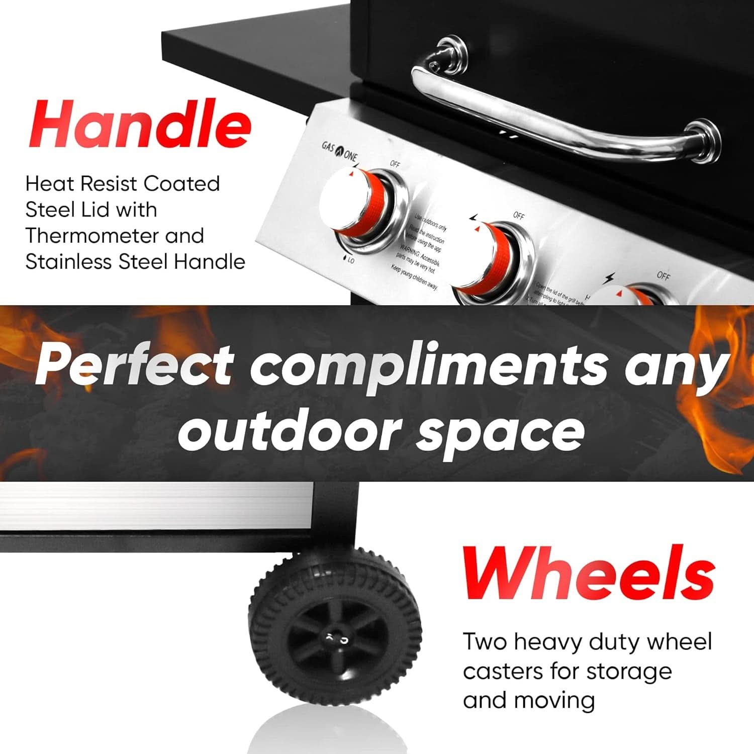 3 Burner Stainless Steel Propane Gas Grill With Cabinet