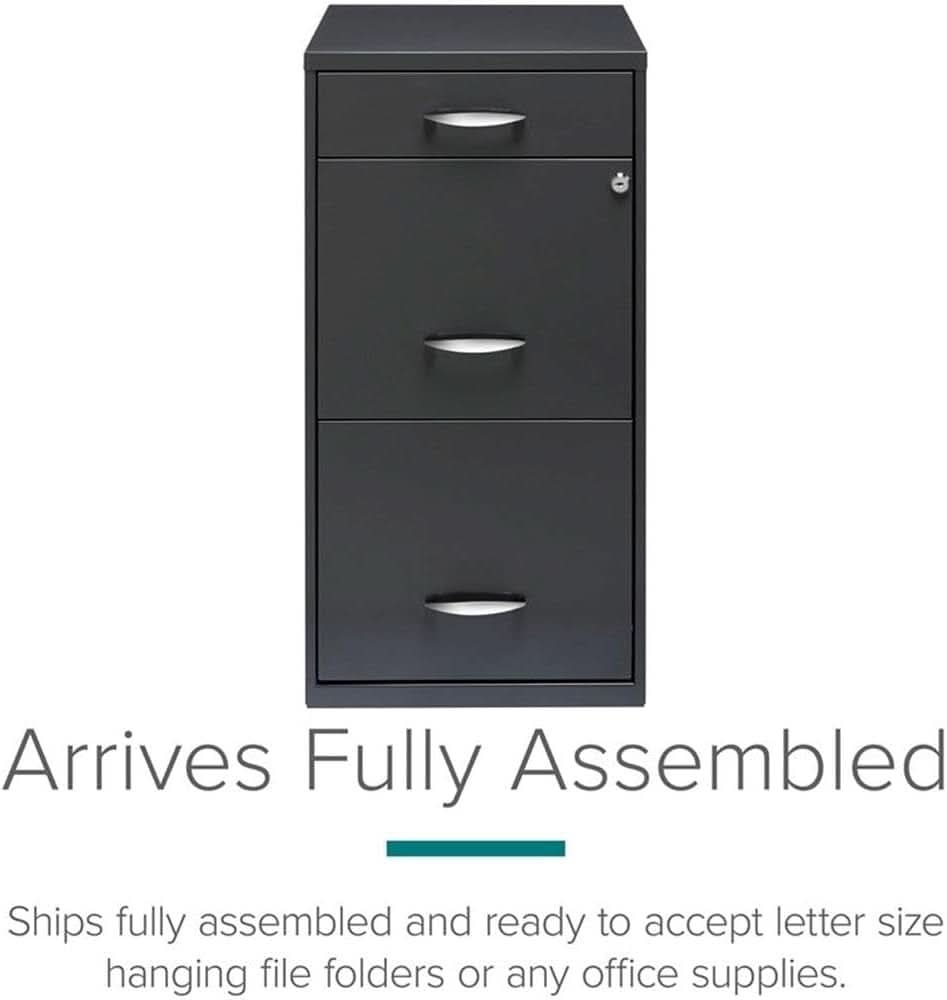3 Drawer Charcoal Vertical Filing Cabinet For Letter Size Files Metal Construction Preassembled