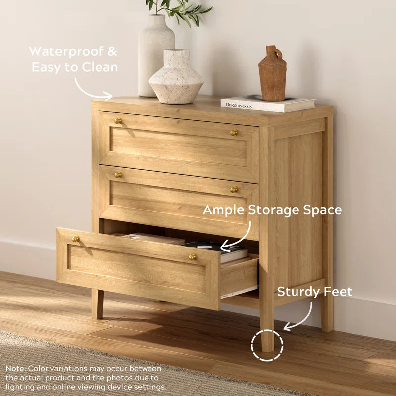 3 Drawer Dresser With Wide Chest Storage For Bedroom