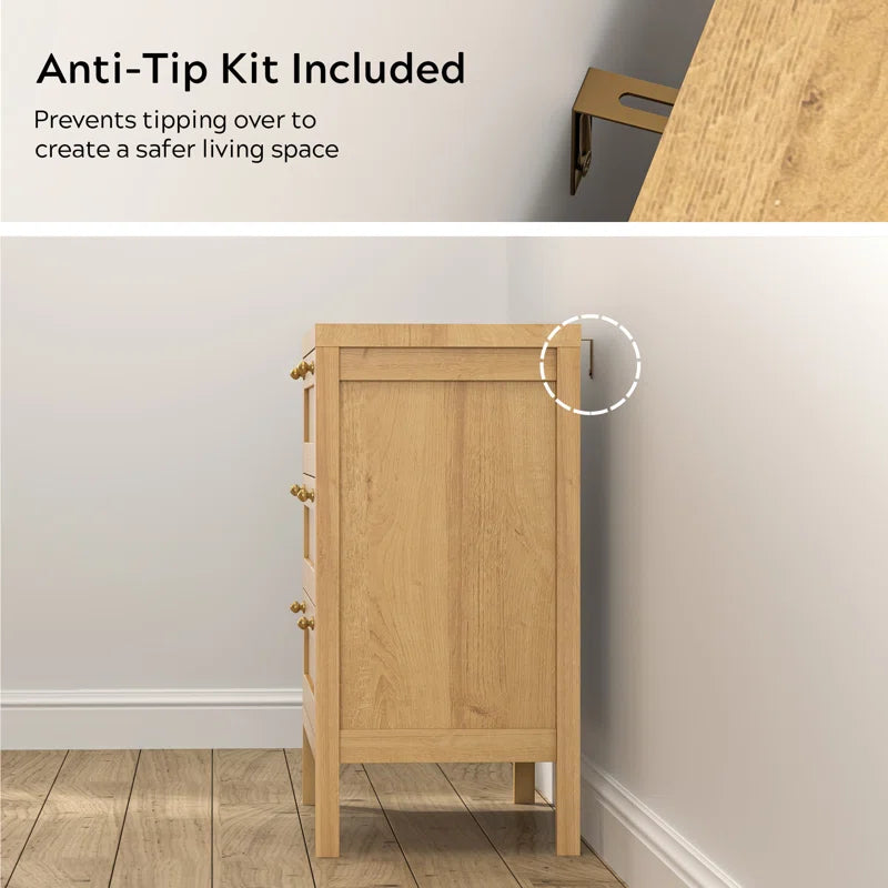 3 Drawer Dresser With Wide Chest Storage For Bedroom