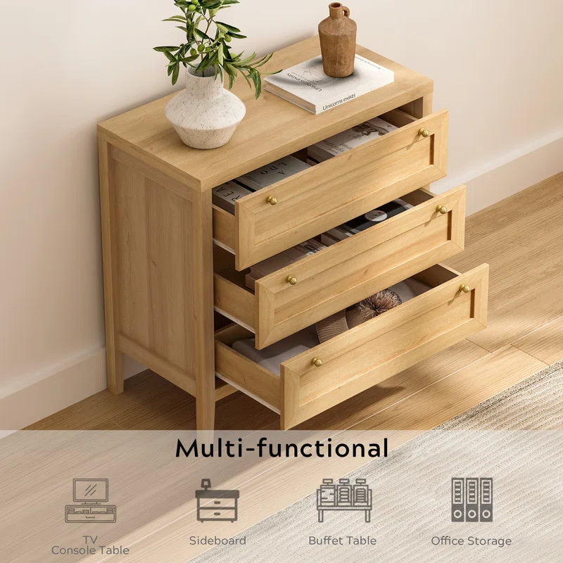 3 Drawer Dresser With Wide Chest Storage For Bedroom