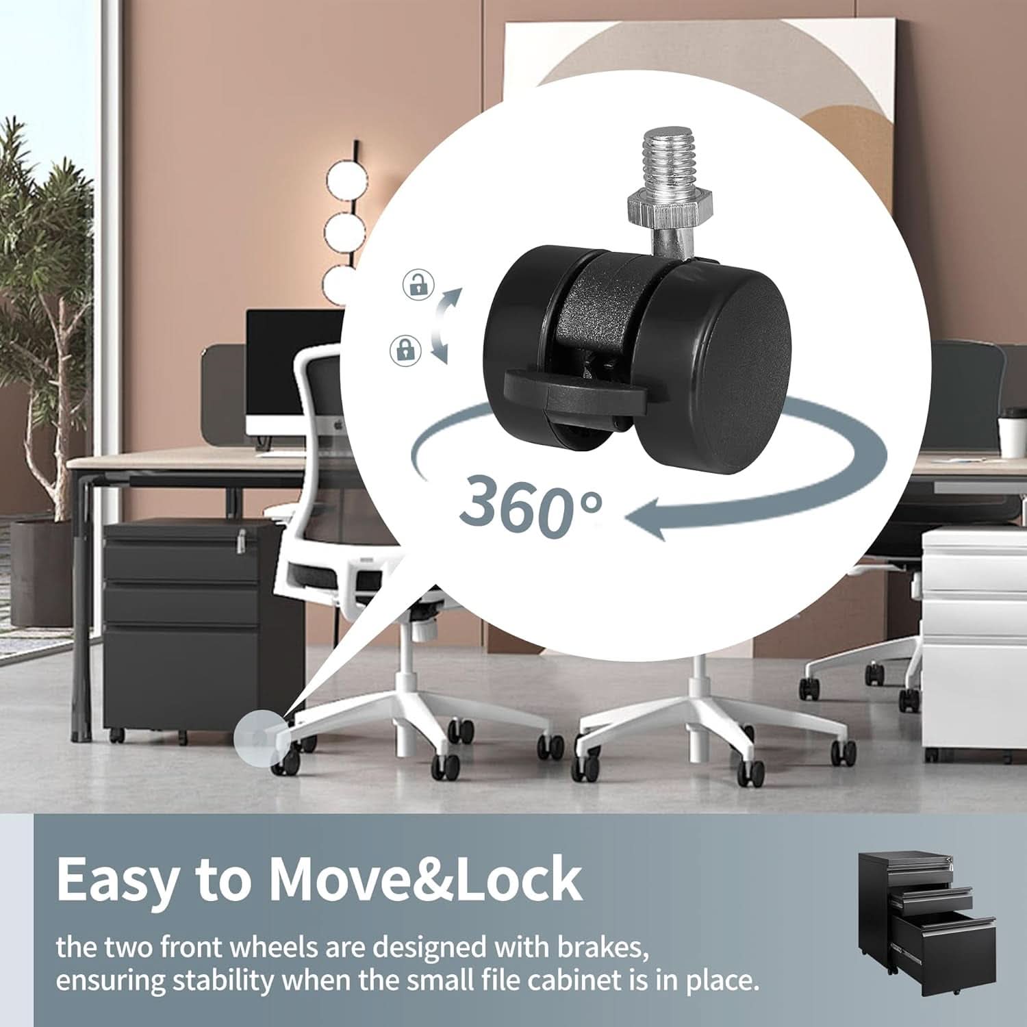 3 Drawer File Cabinet Under Desk Mobile Filing Cabinet With Lock For A4 Letter Legal Files Black
