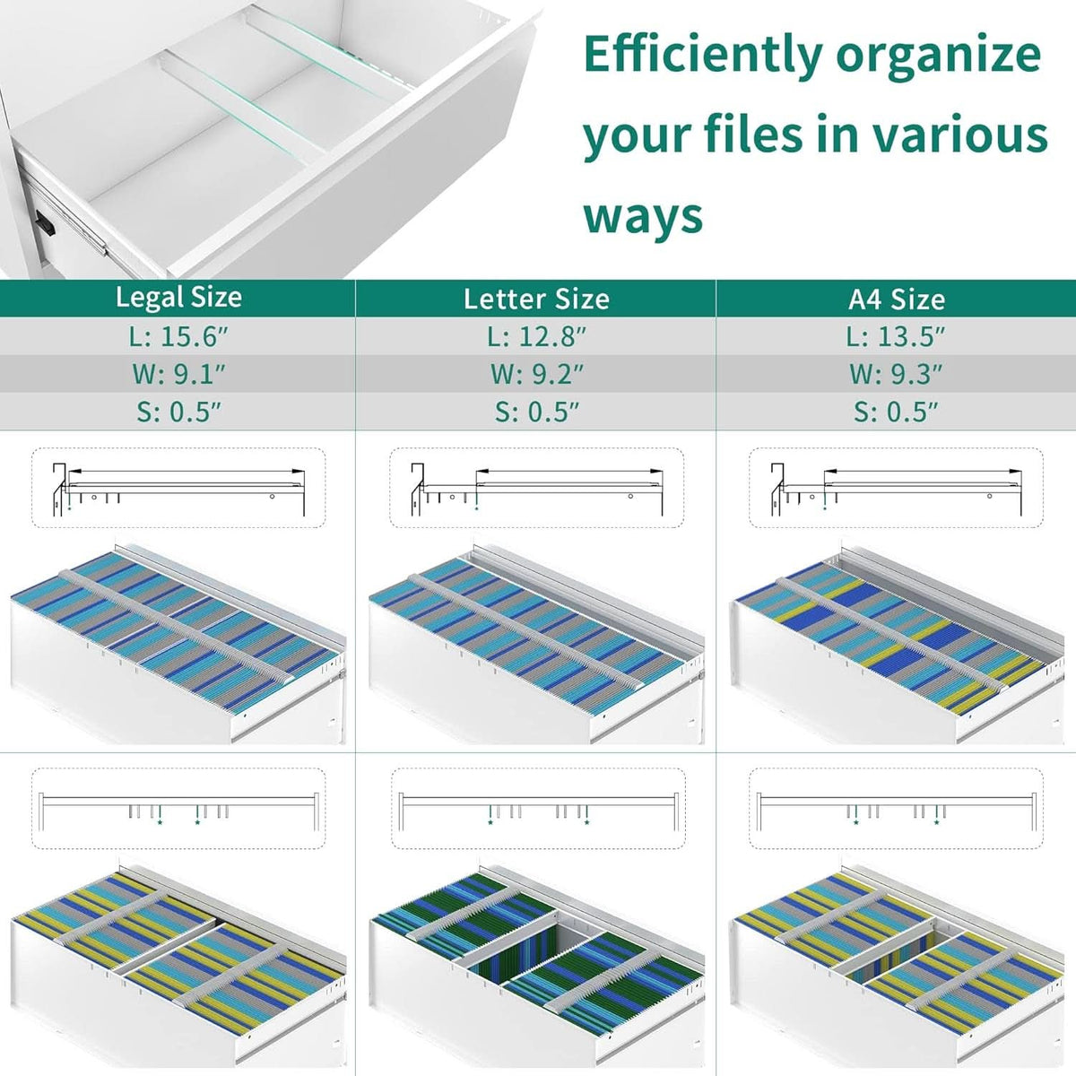 3 Drawer Lateral File Cabinet With Lock White Metal Storage Cabinet For Legal And Letter A4 Size