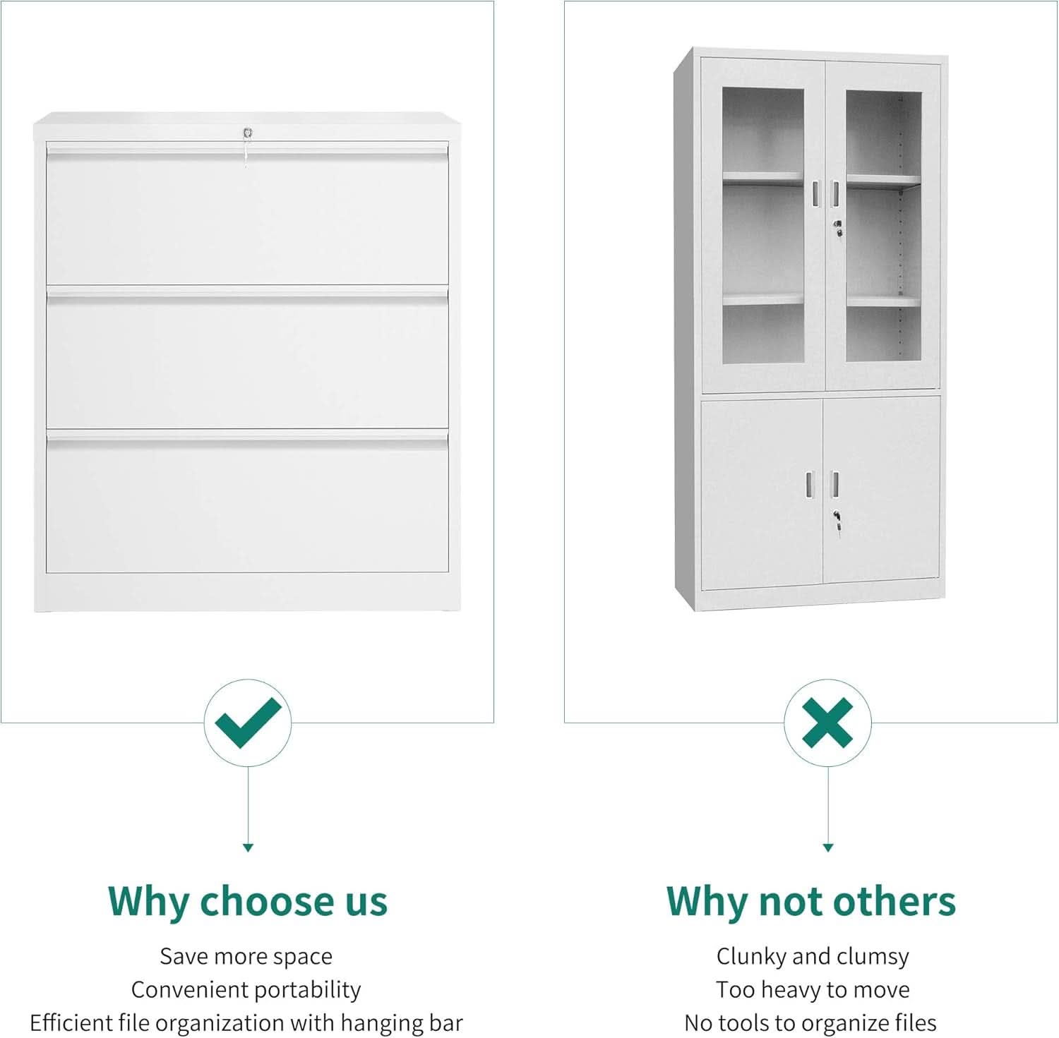 3 Drawer Lateral File Cabinet With Lock White Metal Storage Cabinet For Legal And Letter A4 Size