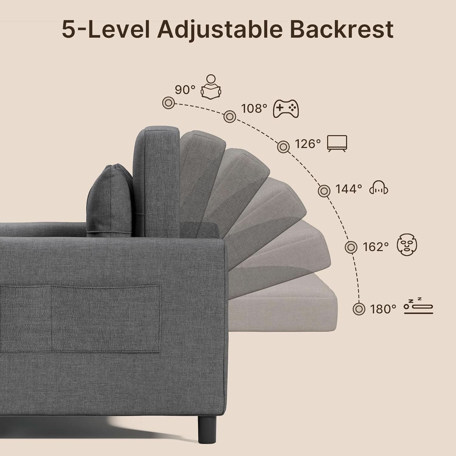3 In 1 Convertible Sleeper Sofa Bed For Space Saving
