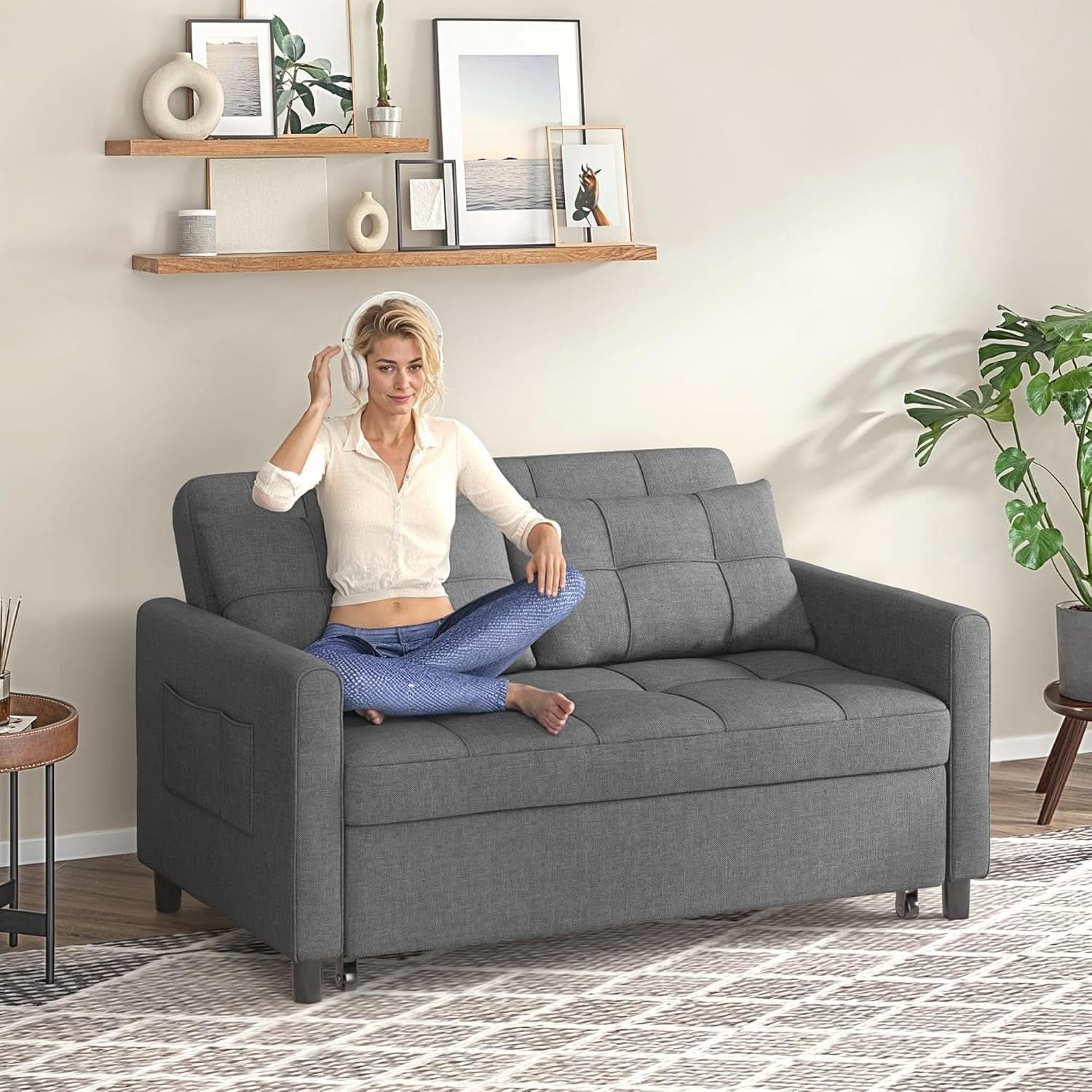 3 In 1 Convertible Sleeper Sofa Bed For Space Saving