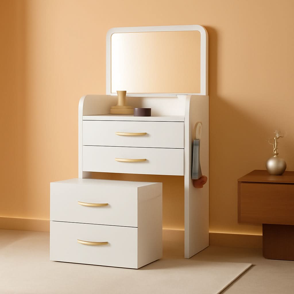 3 In 1 Flip Top Vanity Desk With Mirror And Storage