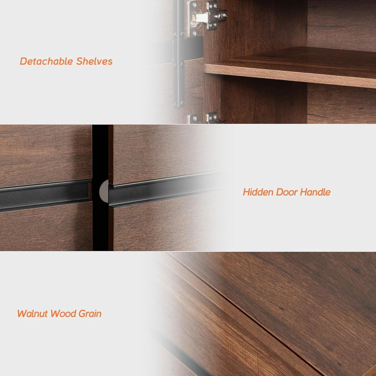 3 In 1 Modern TV Stand For TVs Up To 110 Inches With Storage Cabinets And Metal Base Walnut Brown
