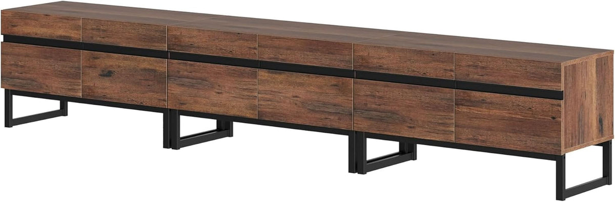 3 In 1 Modern TV Stand For TVs Up To 110 Inches With Storage Cabinets And Metal Base Walnut Brown