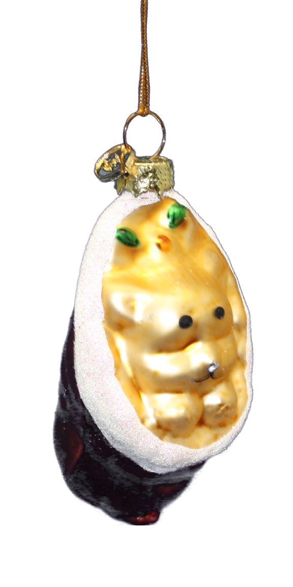 3 Inch Boxed Glass Ornament - Teddy in a Bag