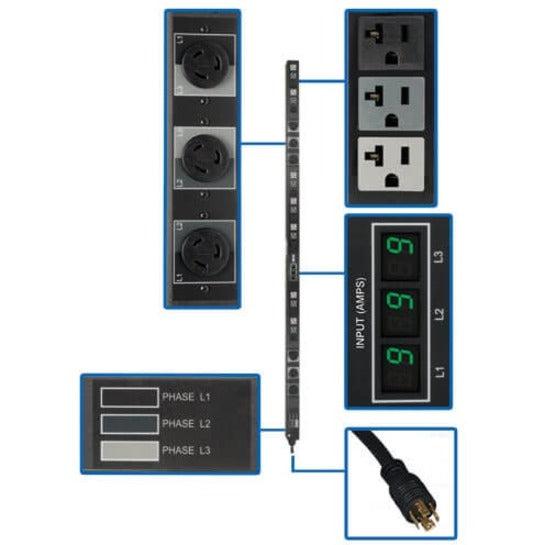 3-Phase Metered PDU - Tripp Lite 5.7kW Power Distribution Unit 208/120V (TAA) PDU3MV6L2120B