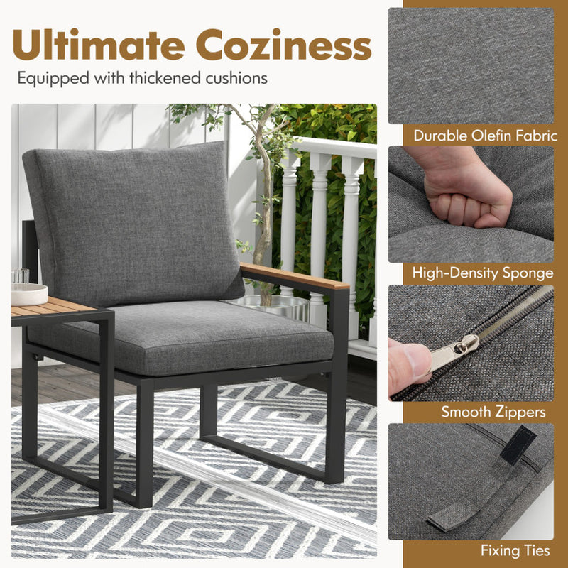 3 Piece Aluminum Frame Weatherproof Outdoor Patio Conversation Set With Cushions