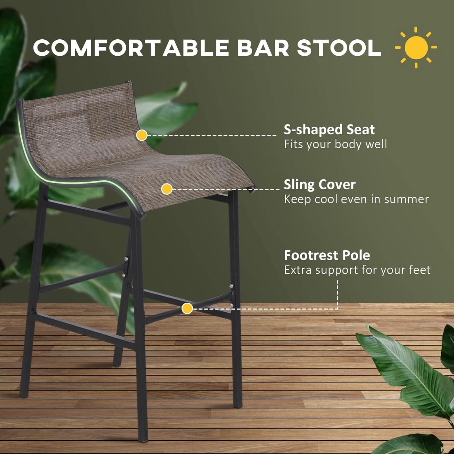 3 Piece Bar Height Outdoor Bistro Set For 2 With Tan Chairs For Outdoor Patio Use
