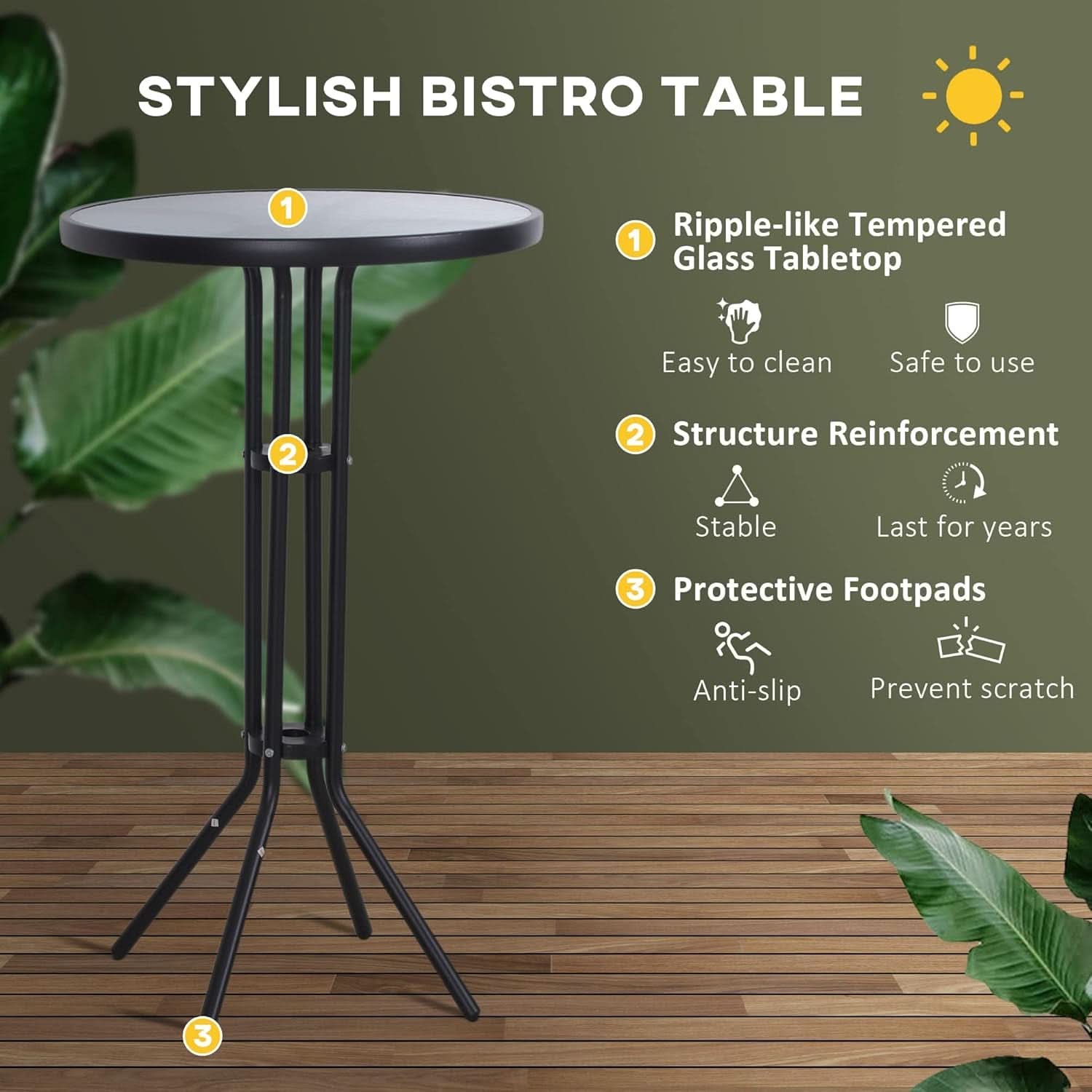 3 Piece Bar Height Outdoor Bistro Set For 2 With Tan Chairs For Outdoor Patio Use