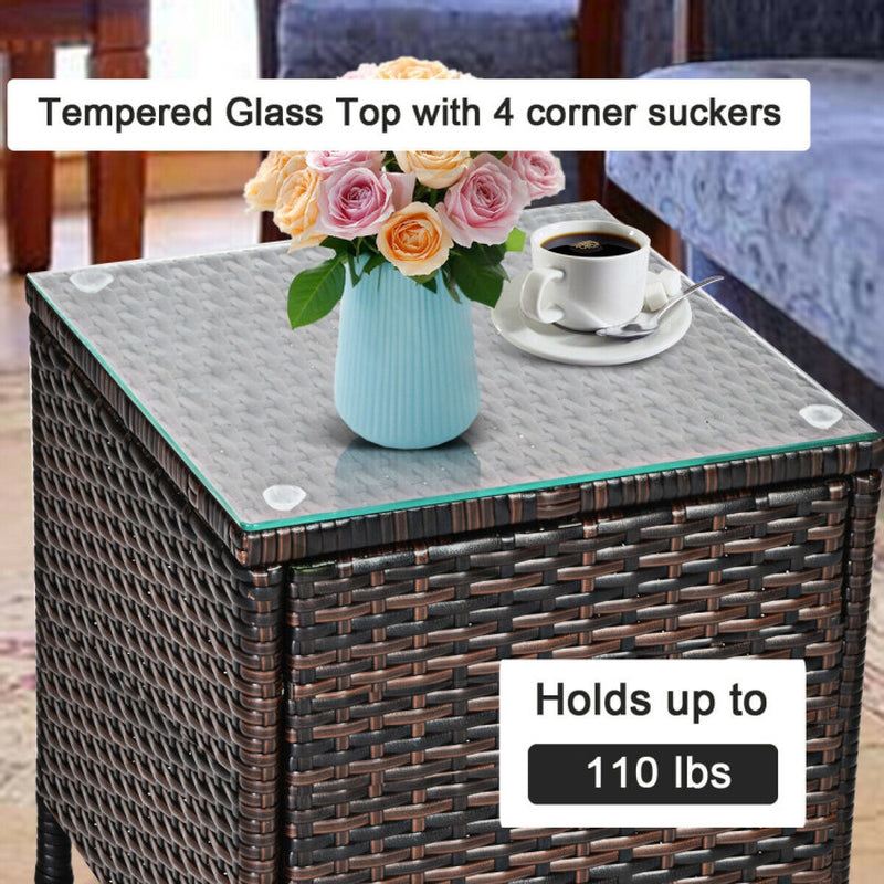 3 Piece Ergonomic Wicker Patio Conversation Set With Cushioned Chairs And Coffee Table