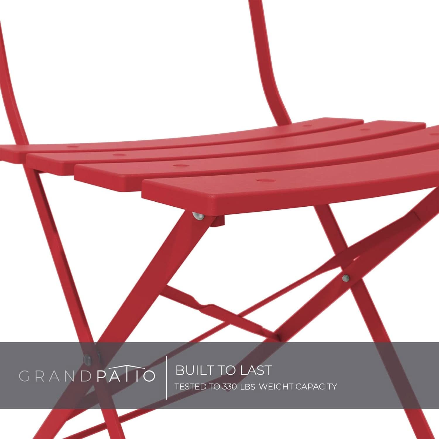 3-Piece Folding Outdoor Bistro Set Red Cushioned Seats