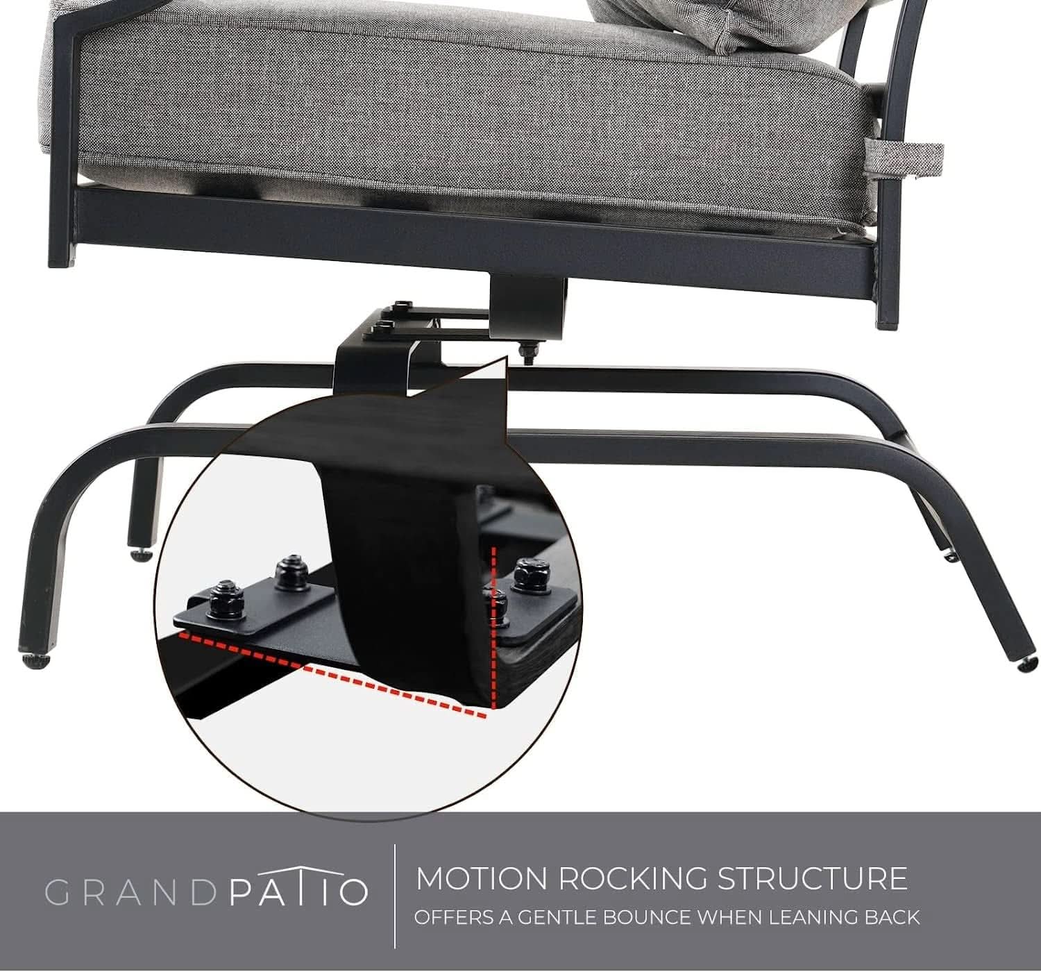 3 Piece Motion Chairs Set Gray Cushions Coffee Table