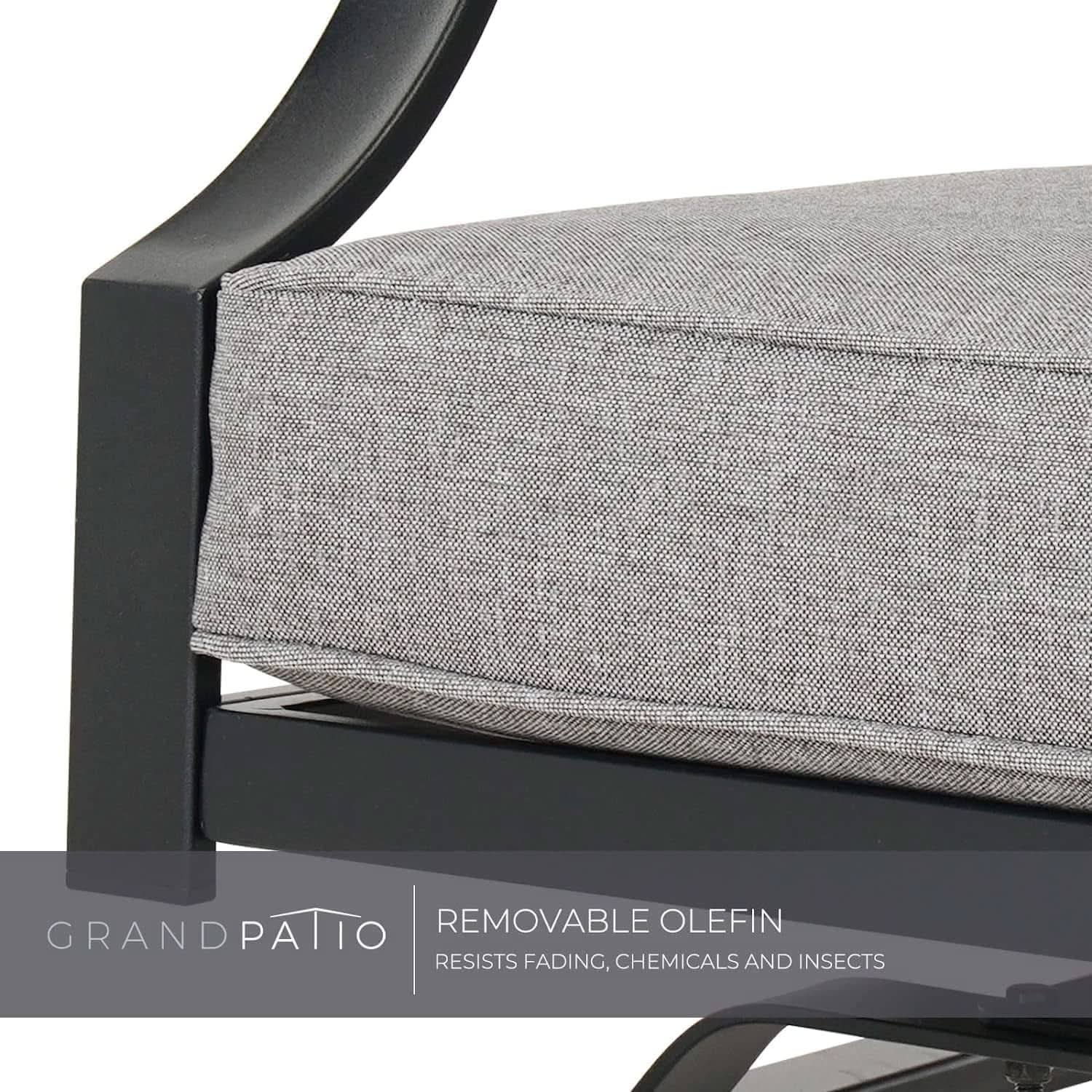 3 Piece Motion Chairs Set Gray Cushions Coffee Table